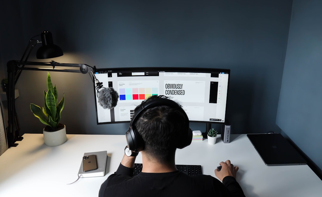 Freelancer on his computer